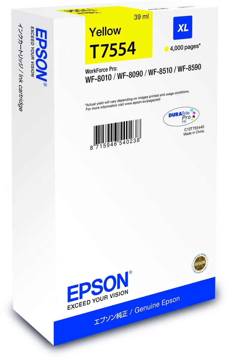 T7554 - Inktcartridge / Geel van Epson in Geel – productfoto