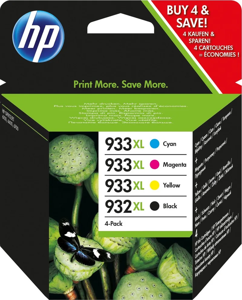 C2P42AE - 932XL - 933XL - Inktcartridge MultiPack by HP in Black, Cyaan, Magenta, Yellow – product photo