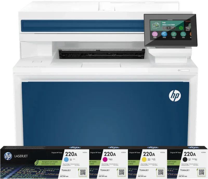Color LaserJet Pro MFP 4302dw + 1 extra set toners de HP – photo produit
