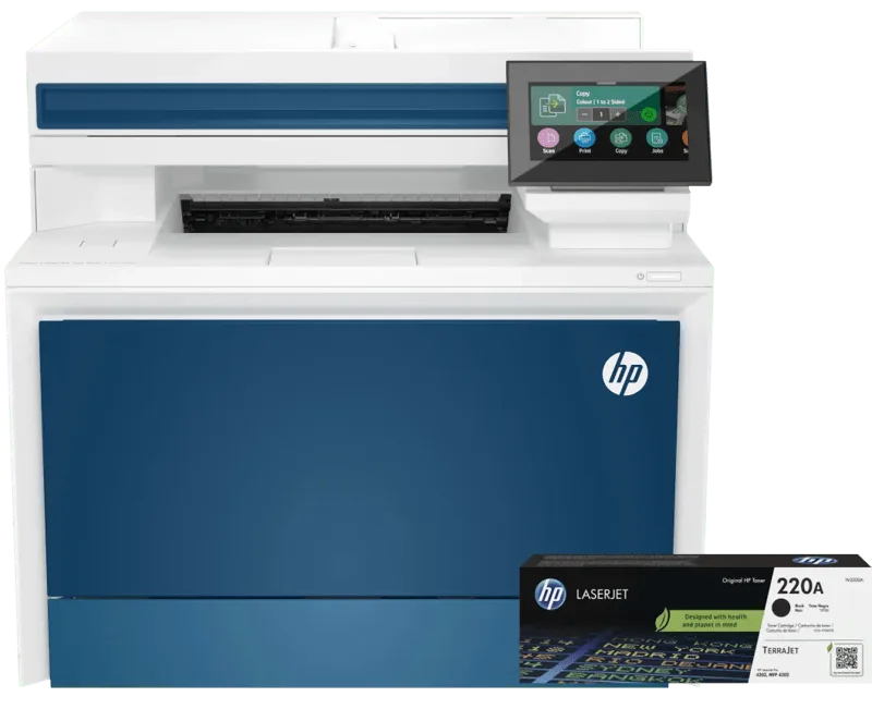 Color LaserJet Pro MFP 4302fdw + 1 extra zwarte XL toner van HP – productfoto