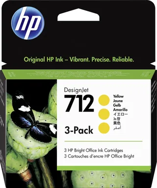 Druckerpatrone 712 Original 3er-Pack Gelb 3ED79A von HP – Produktfoto 1 von 6