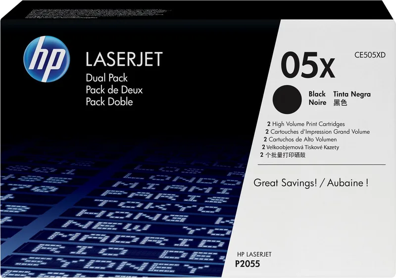 HP 05x duopack toner CE505XD van HP in Zwart – productfoto