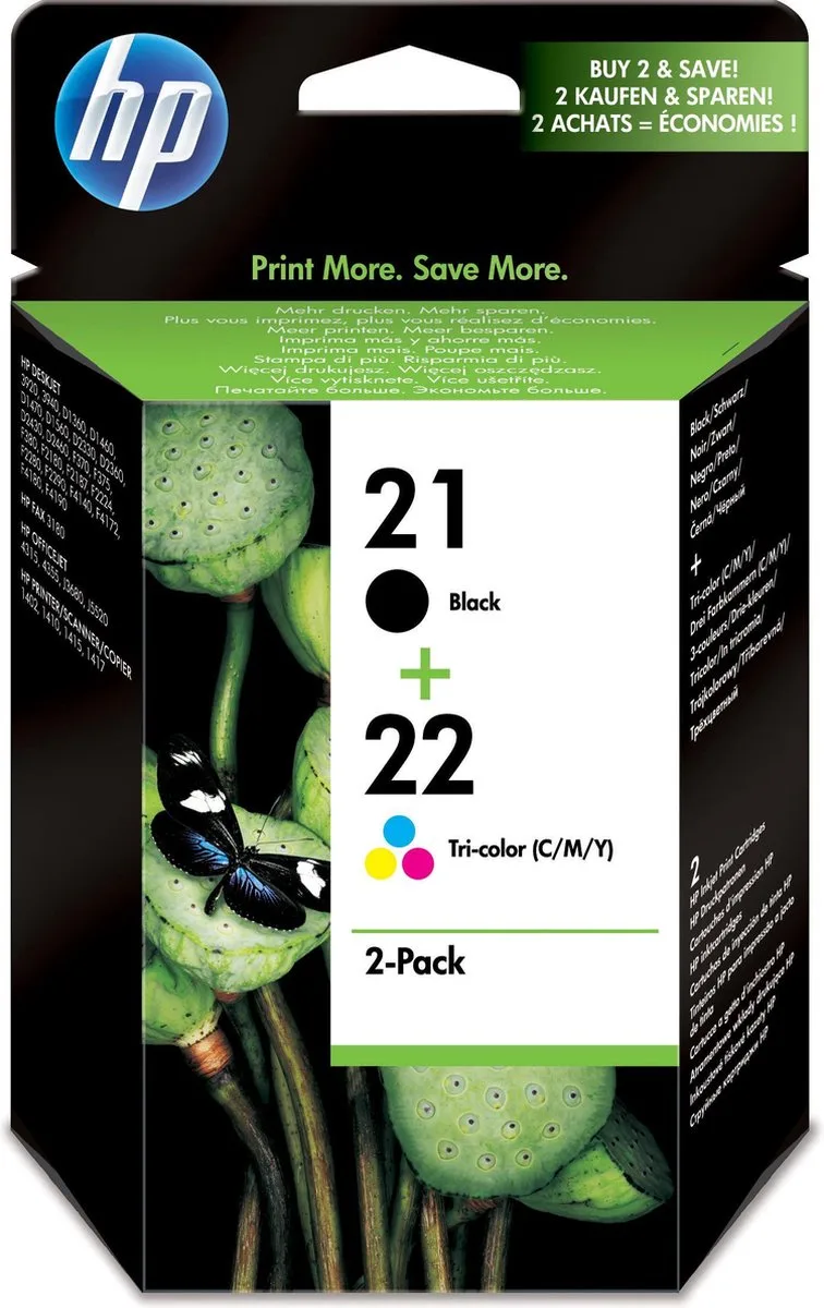 HP 21 / 22 - Inktcartridge / Zwart / Kleur / Dual-Pack fra HP i 2-kleuren – produktbillede