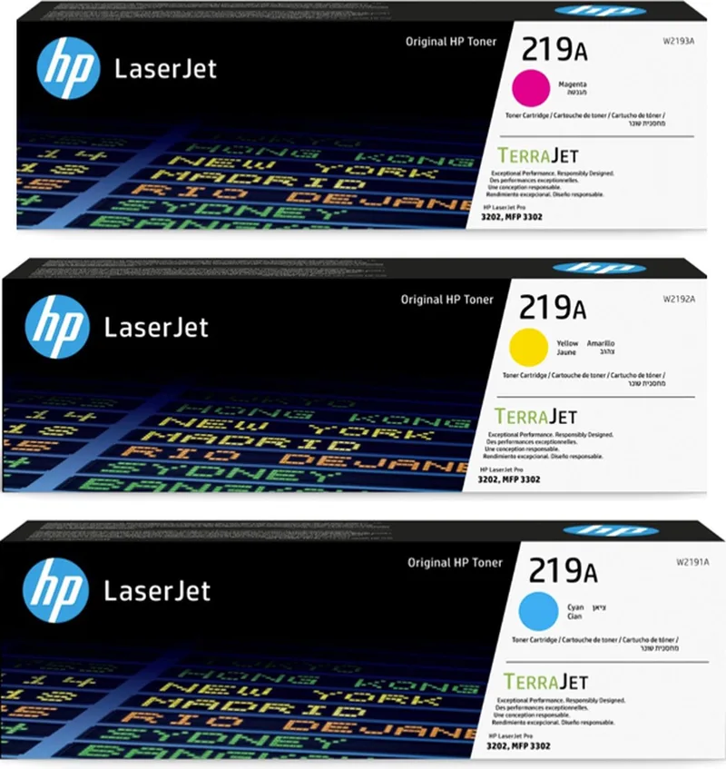 HP 219A - Tonercartridge - Origineel - Standaard Capaciteit - Rainbowkit - Cyaan/Magenta/Geel van HP in Rainbow Kit – productfoto