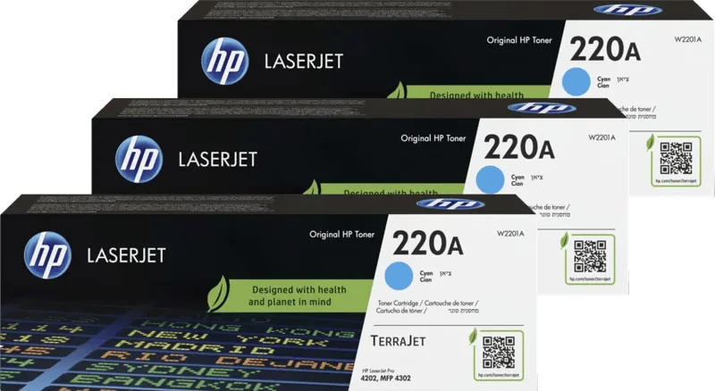 HP 220A LaserJet Toner Cyaan (3 stuks) de HP – photo produit