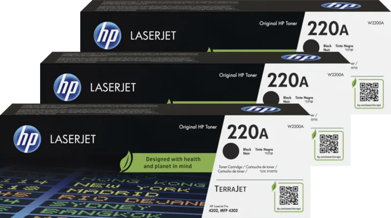 HP 220A LaserJet Toner Zwart (3 stuks) von HP – Produktfoto