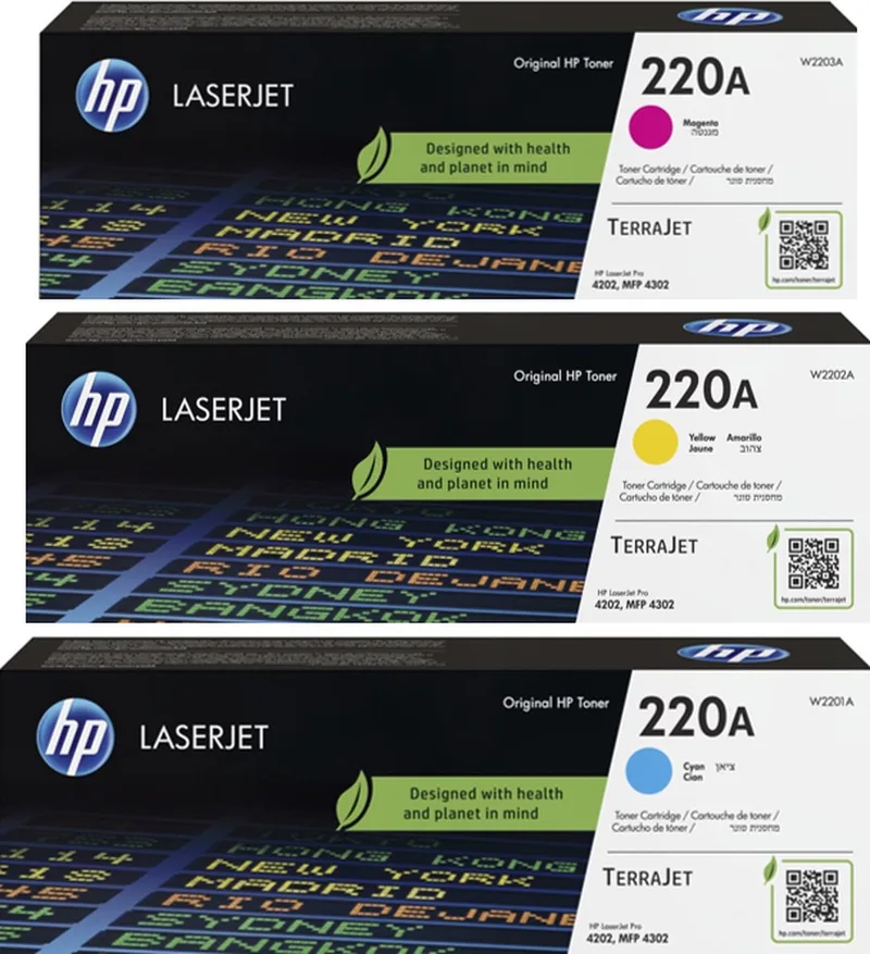 HP 220A - Tonercartridge - Origineel - Standaard Capaciteit - Rainbowkit - Cyaan/Magenta/Geel by HP in Cyaan – product photo