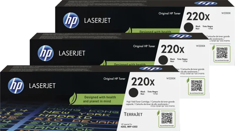 HP 220X LaserJet Toner Zwart (3 stuks) von HP – Produktfoto