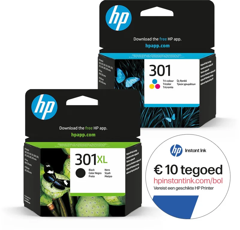 HP 301 - Inktcartridge- Origineel - 301XL Zwart & 301 Kleur + Instant Ink tegoed by HP in Zwart XL – product photo