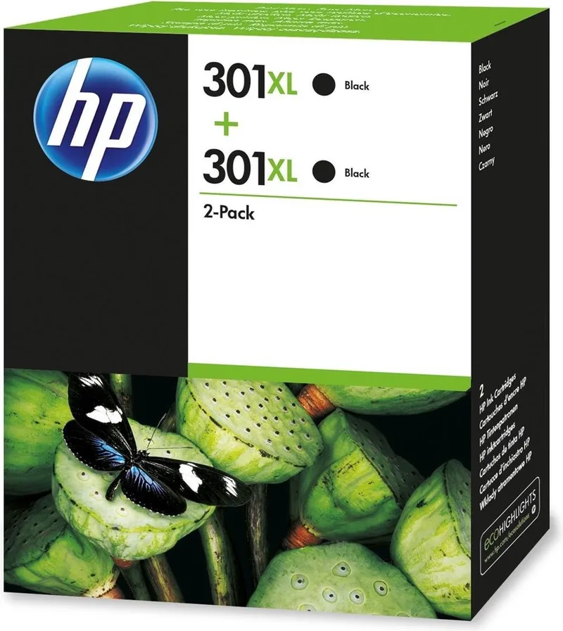 HP 301XL - Inktcartridge / Hoge Capaciteit / 2-Pack fra HP i Sort – produktbillede