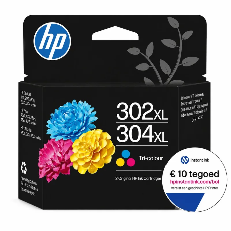 HP 302/304XL - Inktcartridge kleur + Instant Ink tegoed van HP in 3-kleuren – productfoto