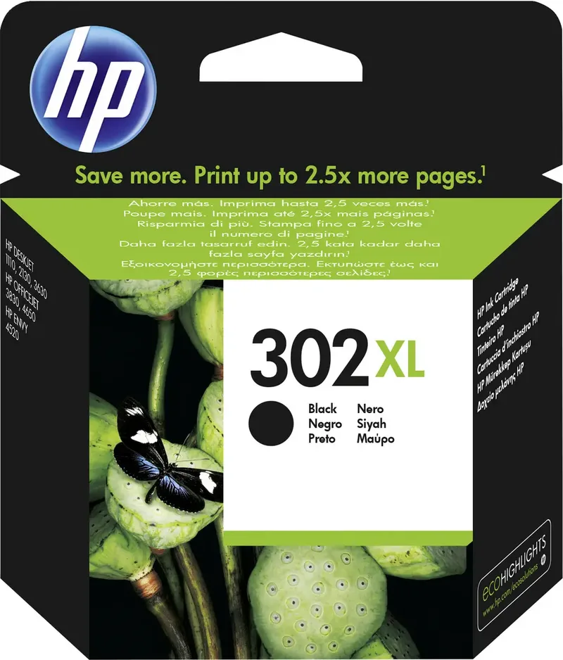 HP 302XL Druckerpatrone Original Schwarz F6U68AE Tinte van HP – productfoto 1 van 2