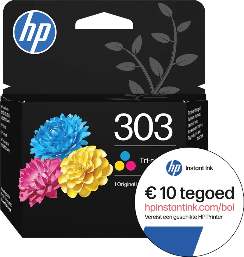 HP 303 - Inktcartridge - Origineel + Instant Ink tegoed van HP in Kleur – productfoto