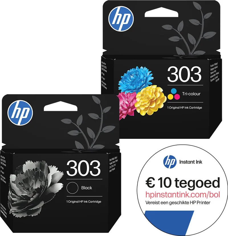 HP 303 - Inktcartridge - Origineel - Standaard capaciteit - Kleur en + Instant Ink tegoed van HP in Zwart – productfoto