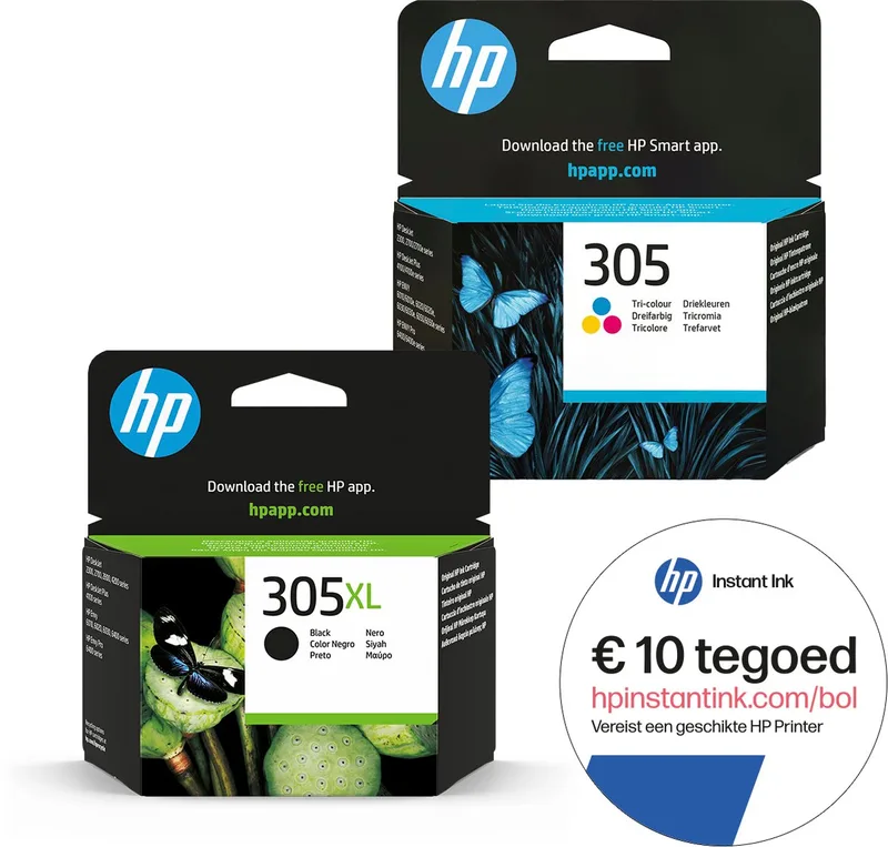 HP 305 - Inktcartridge - Origineel - 305XL Zwart en 305 Kleur + Instant Ink tegoed by HP in Zwart XL – product photo