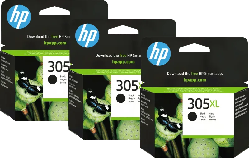 HP 305XL Cartridge Zwart (3 stuks) van HP – productfoto