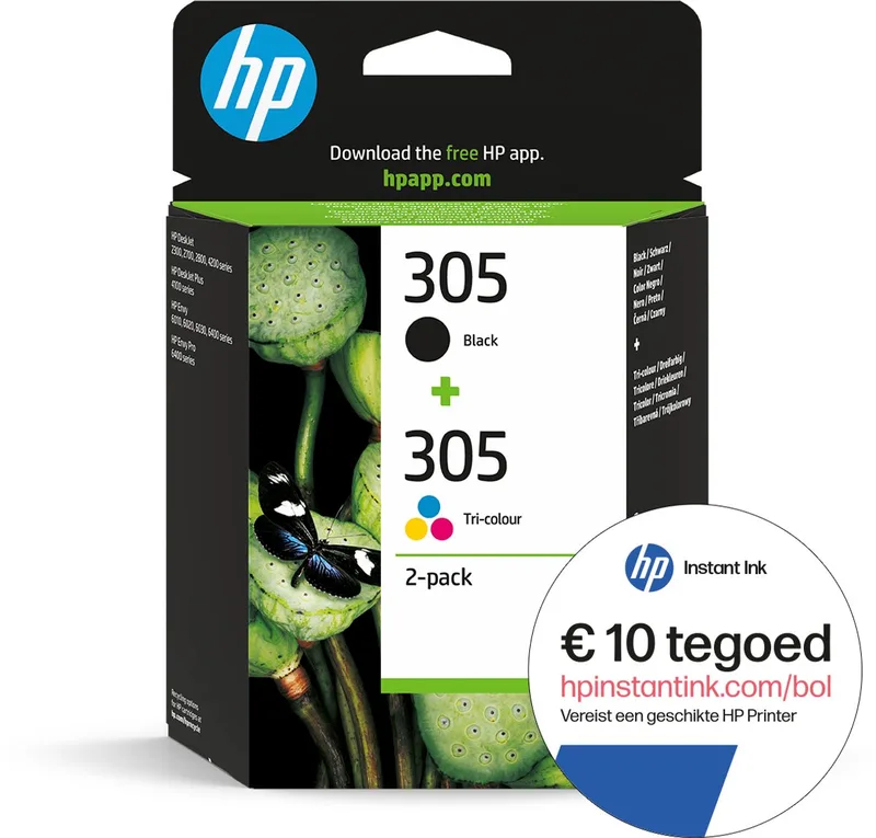 HP 305XL - Inktcartridge - Origineel - Hoge capaciteit - Kleur en + Instant Ink tegoed van HP in Zwart – productfoto