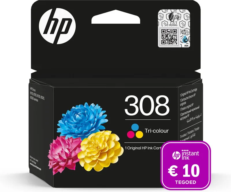 HP 308 originele inktcartridge - Instant Ink tegoed fra HP i Kleur – produktbillede