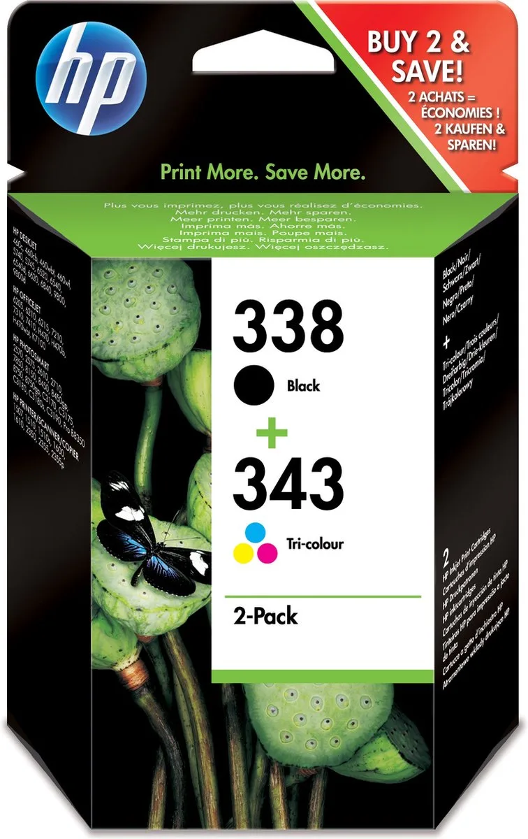 HP 338 / 343 Inktcartridge van HP in Zwart – productfoto