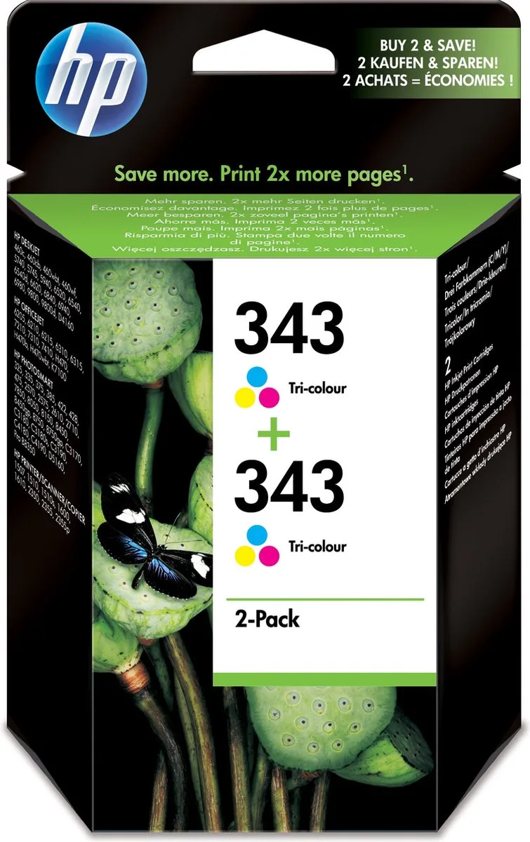 HP 343 - Inktcartridge / Kleur / 2-pack (CB332EE) de HP en Cyaan – photo produit