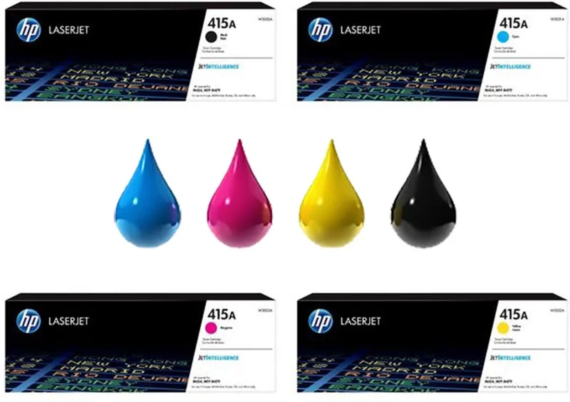 HP 415A - Tonercartridge - Origineel - Standaard Capaciteit - 4 pack - Zwart/Cyaan/Magenta/Geel van HP in Zwart – productfoto