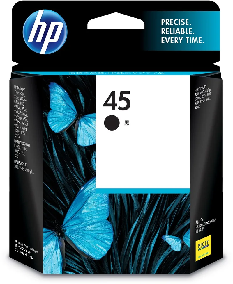 HP 45 Black Inkjet Print Cartridge inktcartridge 1 stuk(s) Normaal rendement från HP i Svart – produktbild