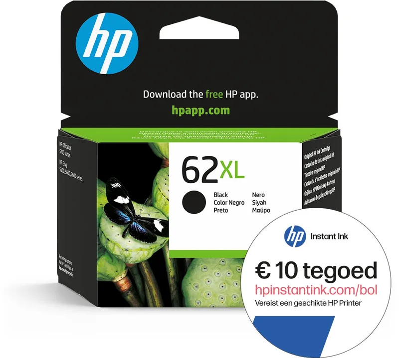 HP 62XL - Inktcartridge - Origineel - Hoge capaciteit - Instant Ink tegoed von HP in Schwarz – Produktfoto