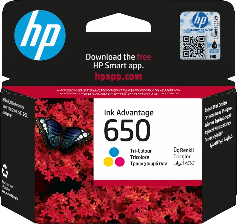 HP 650 Tri-Colour Ink Cartridge fra HP i Flerfarvet – produktbillede