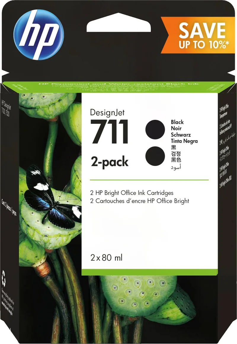 HP 711 80ml Inkt Cartridge Zwart 2-Pack by HP in Black – product photo