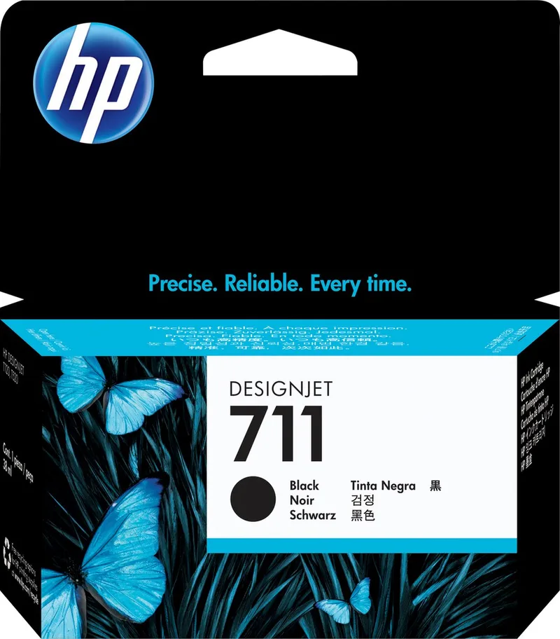Tinte schwarz Nr. 711 (CZ129A) von HP in Gelb – Produktfoto