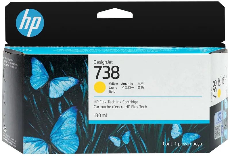 HP 738 130 ml gele inktcartridge voor DesignJet von HP in Gelb – Produktfoto