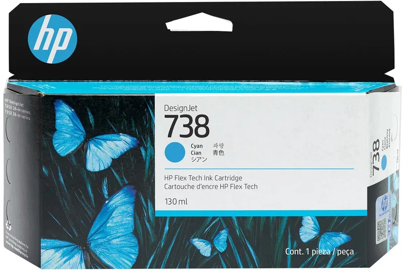 HP 738 130 ml inktcartridge voor DesignJet de HP en Cyaan – photo produit