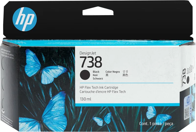 HP 738 130 ml zwarte inktcartridge voor DesignJet de HP en Noir – photo produit
