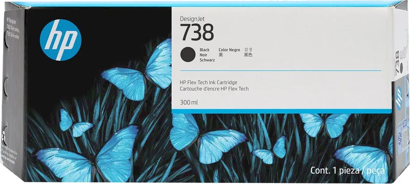 HP 738 300 ml zwarte inktcartridge voor DesignJet von HP in Schwarz – Produktfoto