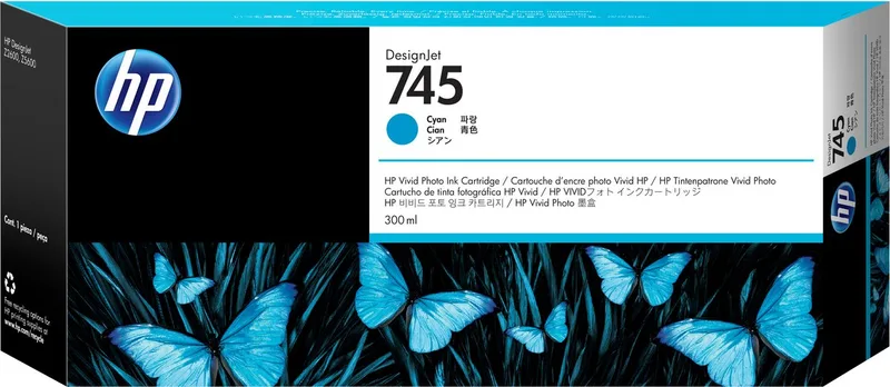 HP 745 - 300ml cartridge (F9K03A) de HP en Cyaan – photo produit