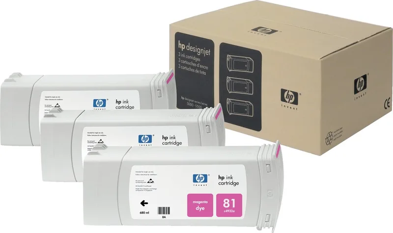 HP 81 - Inktcartridge / 680 ml / 3-Pack (C5068A) by HP in Magenta – product photo