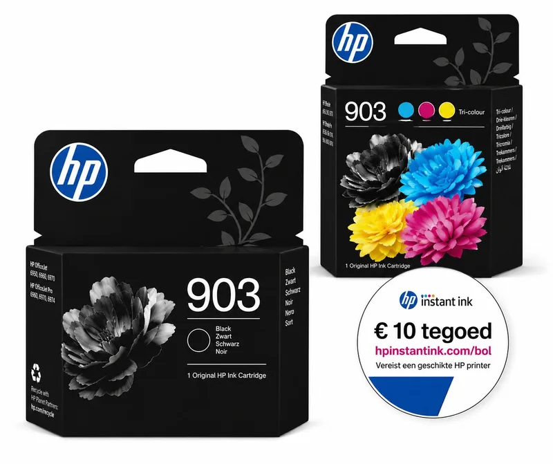 HP 903 - Inktcartridge - Origineel - Kleur & Zwart + Instant Ink tegoed by HP in 2x Zwart – product photo
