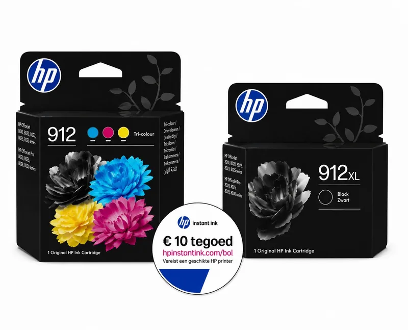 HP 912 & HP 912XL - Inktcartridge - Origineel - Kleur en Zwart XL + Instant Ink tegoed van HP in Zwart 2 x – productfoto