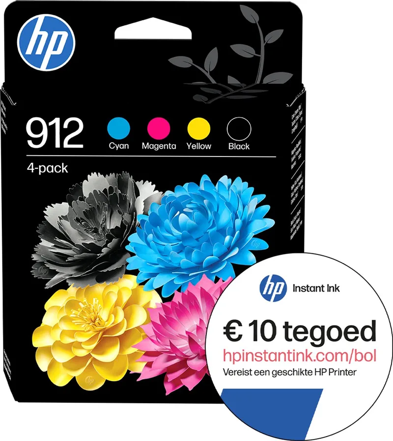HP 912 - Inktcartridge - Origineel -Standaard capaciteit - Kleur + Instant Ink tegoed by HP in Zwart + Kleur – product photo