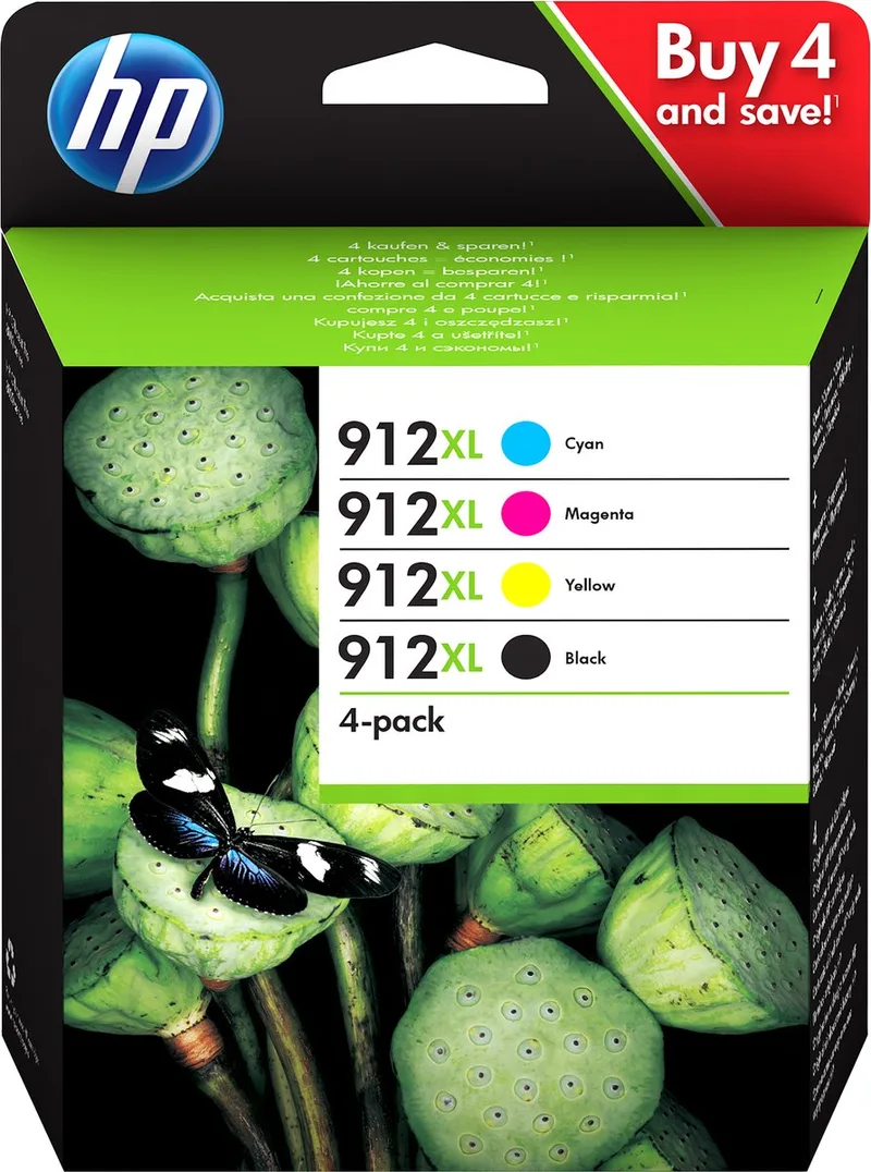 HP 912XL Inktcartridge - MultiPack - BCMY - 3YP34AE by HP in Black, Cyaan, Magenta, Yellow – product photo