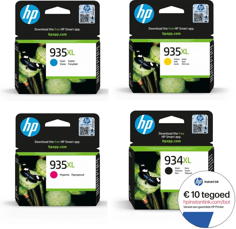 HP 935XL & HP 934XL - Inktcartridge - Origineel - Hoge capaciteit - Kleur en + Instant Ink tegoed van HP in Zwart – productfoto