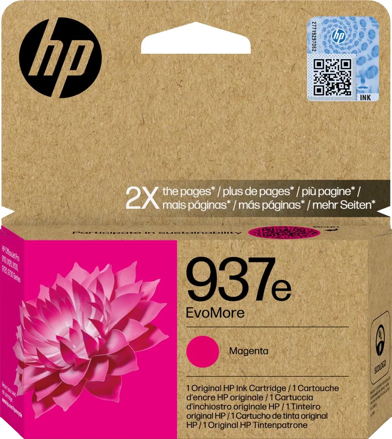 HP 937e EvoMore originele inktcartridge by HP in Magenta – product photo