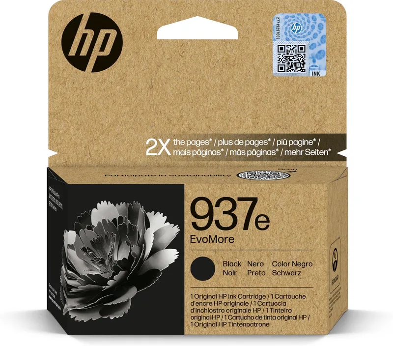HP 937e EvoMore originele zwarte inktcartridge de HP en Noir – photo produit