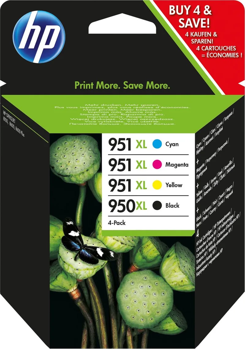 HP 950XL / 951XL - Inktcartridge / Zwart / Cyaan / Magenta / Geel / Hoge Capaciteit / 4-Pack (C2P43AE) von HP in Schwarz – Produktfoto
