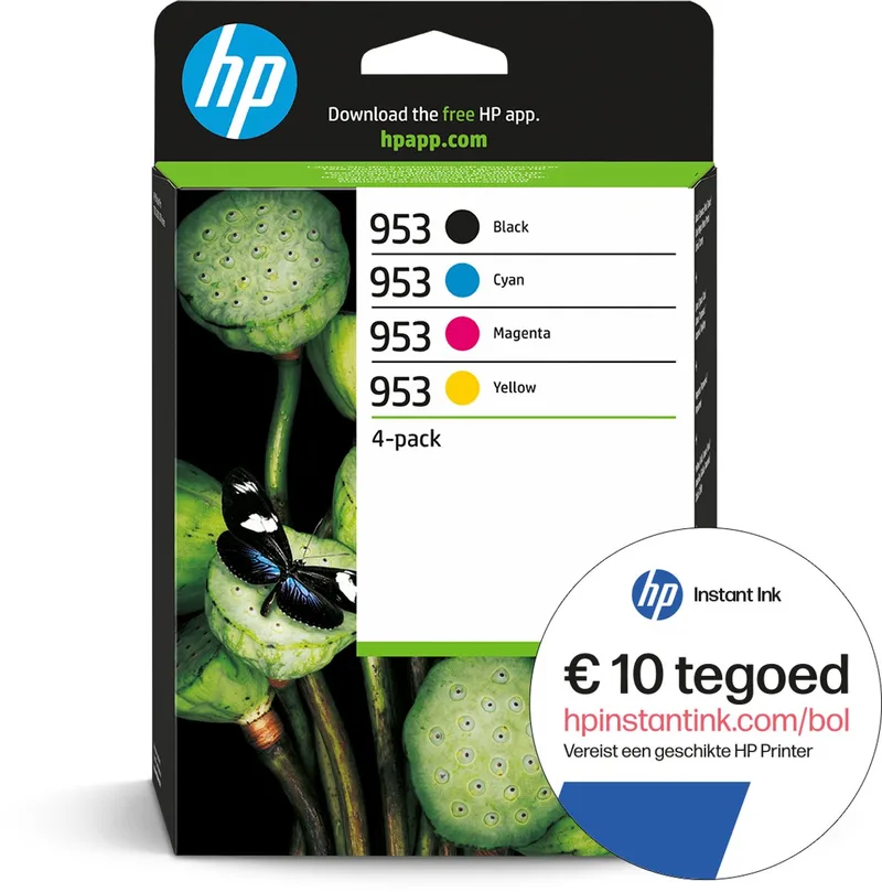 HP 953 - Inktcartridge - Origineel - Standaard capaciteit - Kleur en + Instant Ink tegoed från HP i Svart – produktbild