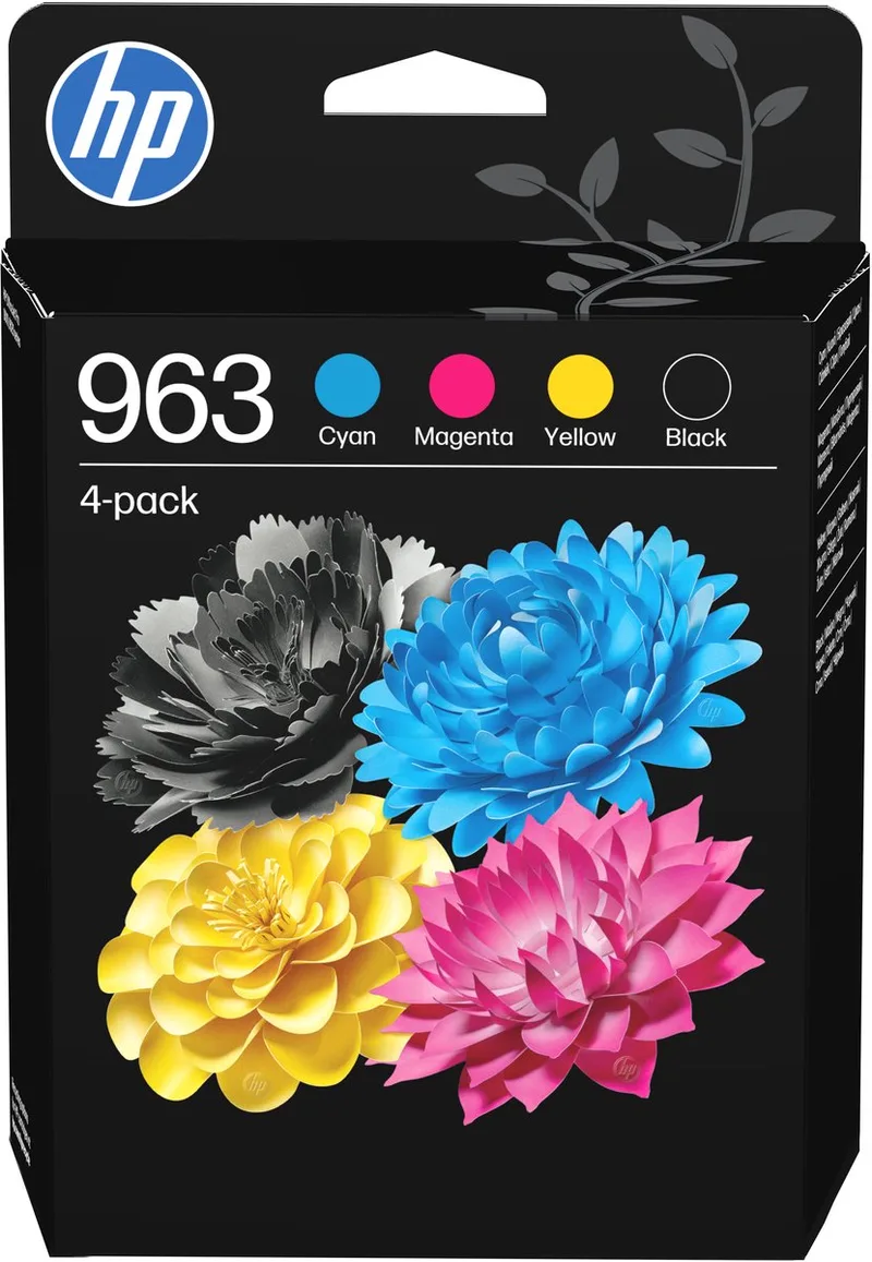 HP 963 - Inktcartridge kleur en zwart + Instant Ink tegoed van HP in Zwart, Geel, Magenta, Cyaan – productfoto