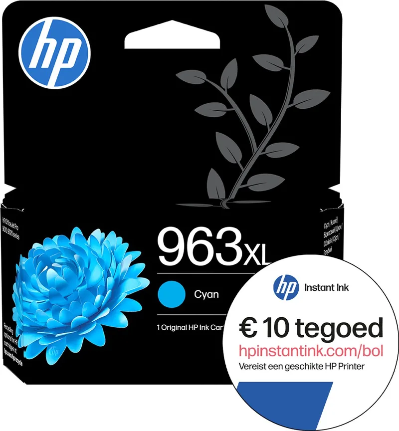 HP 963XL - Inktcartridge + Instant Ink tegoed van HP in Cyaan – productfoto