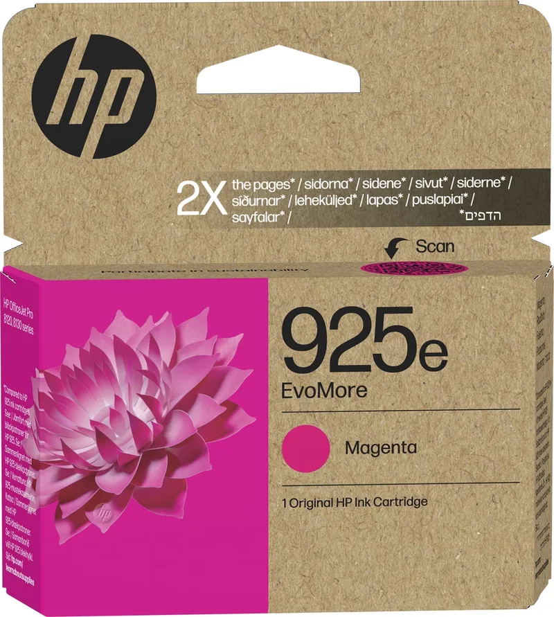 inktcartridge 925e, 800 pagina's, OEM 4K0W1PE, magenta von HP – Produktfoto