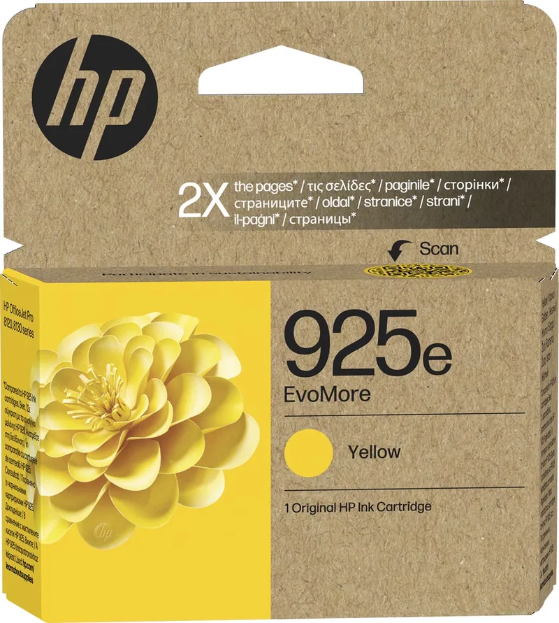 inktcartridge 925e, 800 pagina's, OEM 4K0W2PE, geel von HP – Produktfoto
