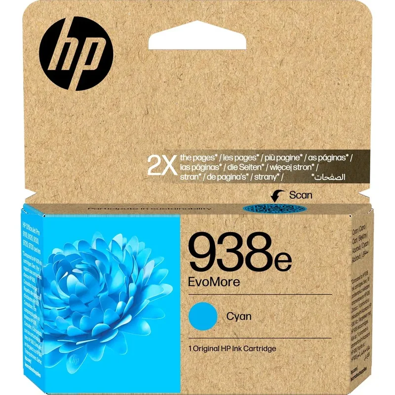 inktcartridge 938e, 1.650 pagina's, OEM 4S6X9PE, cyaan van HP – productfoto